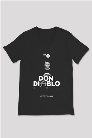 Don Diablo Siyah Unisex V Yaka Tişört