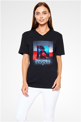 Don Diablo Siyah Unisex V Yaka Tişört
