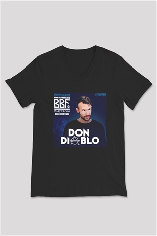 Don Diablo Siyah Unisex V Yaka Tişört