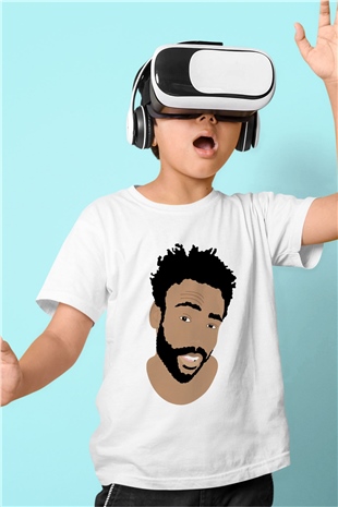 Donald Glover Baskılı Beyaz Unisex Çocuk Tişört