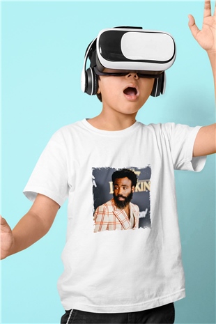 Donald Glover Baskılı Unisex Beyaz Çocuk Tişört