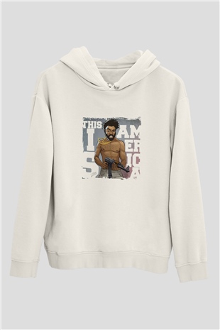 Donald Glover Baskılı Unisex Beyaz Kapüşonlu Sweatshirt