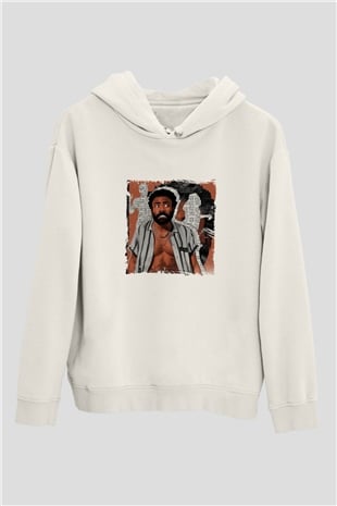 Donald Glover Baskılı Unisex Beyaz Kapüşonlu Sweatshirt