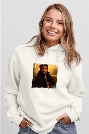 Donald Glover Baskılı Unisex Beyaz Kapüşonlu Sweatshirt