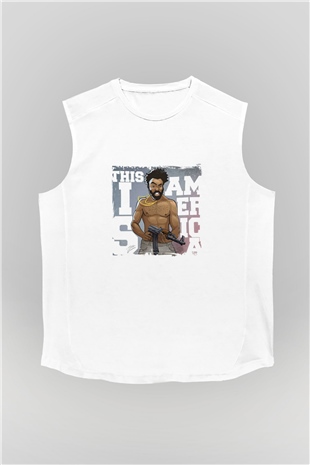 Donald Glover Baskılı Unisex Beyaz Kolsuz Tişört
