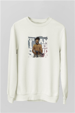 Donald Glover Baskılı Unisex Beyaz Sweatshirt