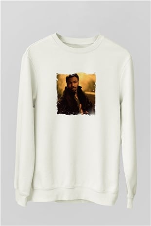 Donald Glover Baskılı Unisex Beyaz Sweatshirt
