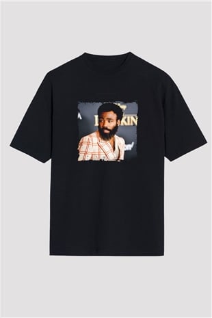 Donald Glover Baskılı Unisex Oversize Siyah Tişört