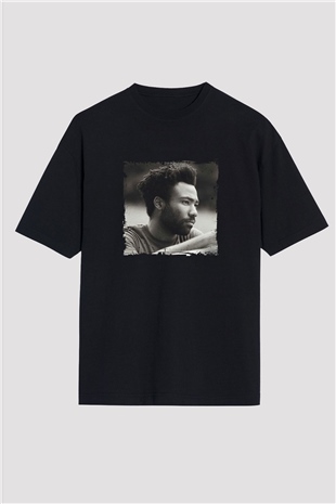 Donald Glover Baskılı Unisex Oversize Siyah Tişört