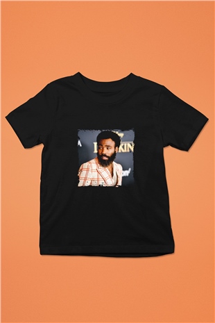 Donald Glover Baskılı Unisex Siyah Çocuk Tişört