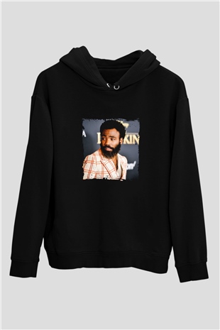 Donald Glover Baskılı Unisex Siyah Hoodie