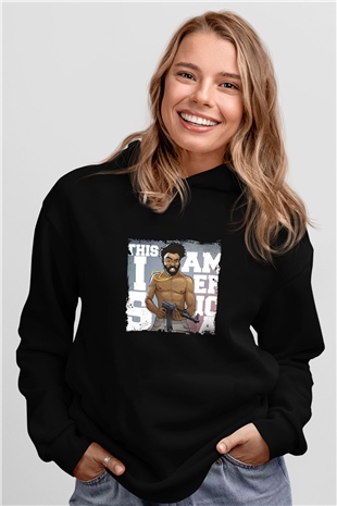 Donald Glover Baskılı Unisex Siyah Hoodie