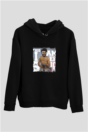 Donald Glover Baskılı Unisex Siyah Hoodie
