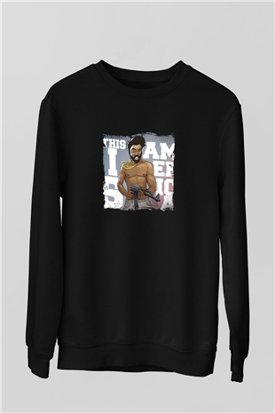 Donald Glover Baskılı Unisex Siyah Sweatshirt