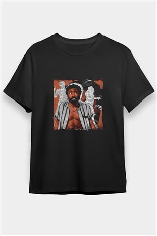 Donald Glover Baskılı Unisex Siyah Tişört