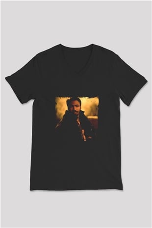 Donald Glover Baskılı Unisex Siyah V Yaka Tişört