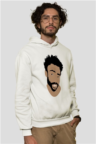Donald Glover Beyaz Unisex Kapşonlu Sweatshirt
