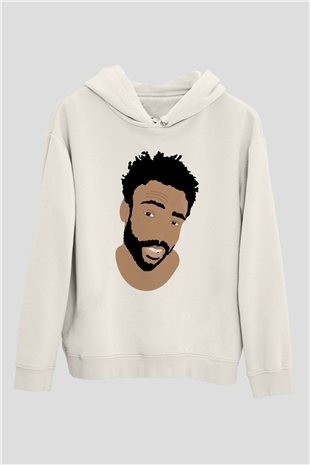 Donald Glover Beyaz Unisex Kapşonlu Sweatshirt