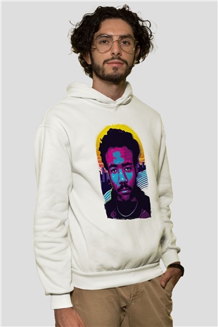Donald Glover Beyaz Unisex Kapüşonlu Sweatshirt