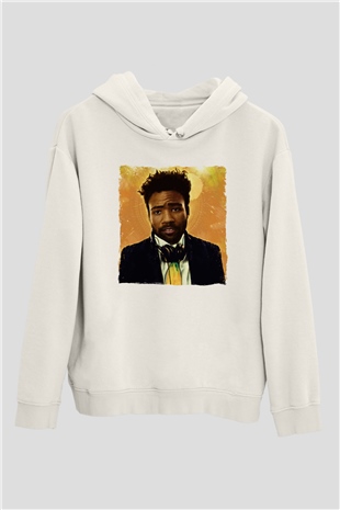 Donald Glover Beyaz Unisex Kapüşonlu Sweatshirt