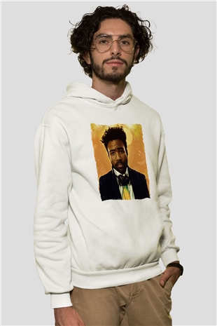 Donald Glover Beyaz Unisex Kapüşonlu Sweatshirt