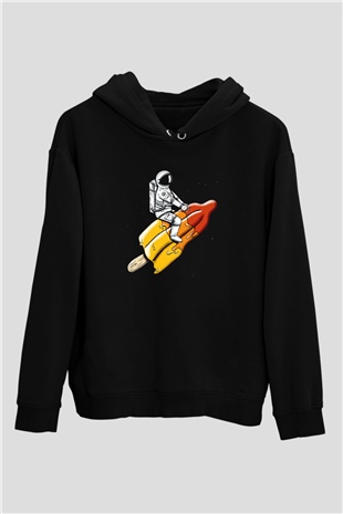 Dondurma ile Uzaya YolculukSiyah  Unisex Hoodie