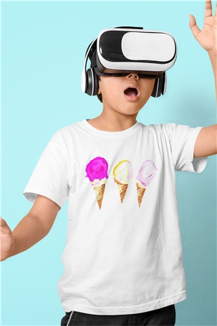 Dondurmacı Beyaz Unisex Çocuk Tişört