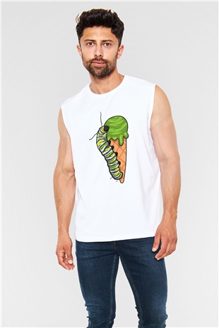 Dondurmacı Beyaz Unisex Kolsuz Tişört