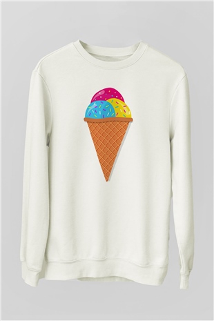 Dondurmacı Beyaz Unisex Sweatshirt