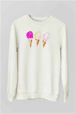 Dondurmacı Beyaz Unisex Sweatshirt