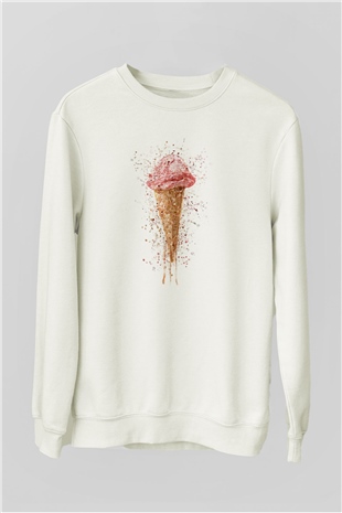 Dondurmacı Beyaz Unisex Sweatshirt