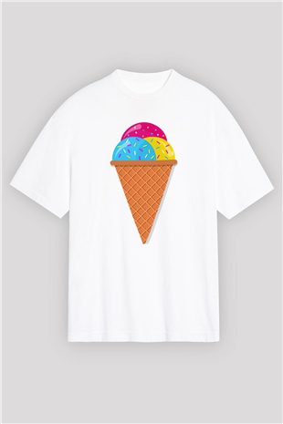 Dondurmacı Beyaz Oversize Tişört Oversize T-shirt - TişörtFabrikası