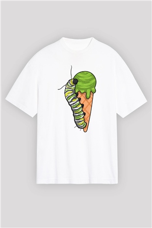 Dondurmacı Beyaz Oversize Tişört Oversize T-shirt - TişörtFabrikası