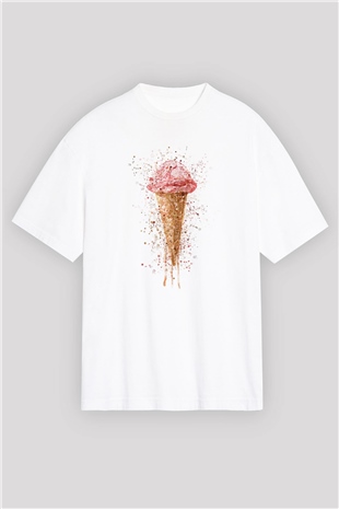 Dondurmacı Beyaz Oversize Tişört Oversize T-shirt - TişörtFabrikası