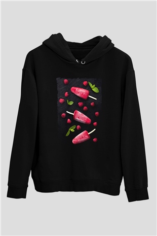 Dondurmacı Siyah Unisex Kapüşonlu Sweatshirt