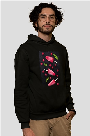 Dondurmacı Siyah Unisex Kapüşonlu Sweatshirt