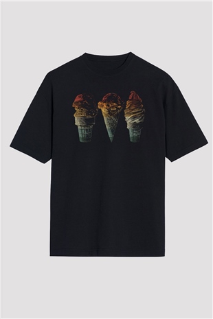 Dondurmacı Siyah Oversize Tişört Oversize T-shirt - TişörtFabrikası