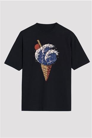 Dondurmacı Siyah Oversize Tişört Oversize T-shirt - TişörtFabrikası