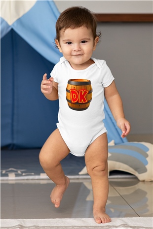 Donkey Kong Baskılı Beyaz Unisex Bebek Body - Zıbın