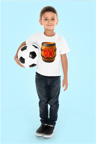 Donkey Kong Baskılı Beyaz Unisex Çocuk Tişört