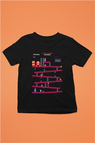 Donkey Kong Baskılı Siyah Unisex Çocuk Tişört