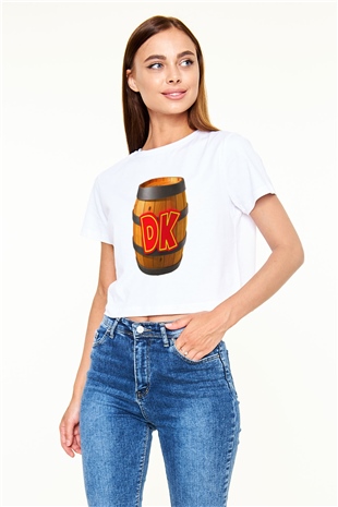 Donkey Kong Beyaz Croptop Tişört