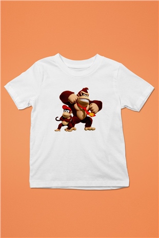 Donkey Kong Beyaz Unisex Çocuk Tişört