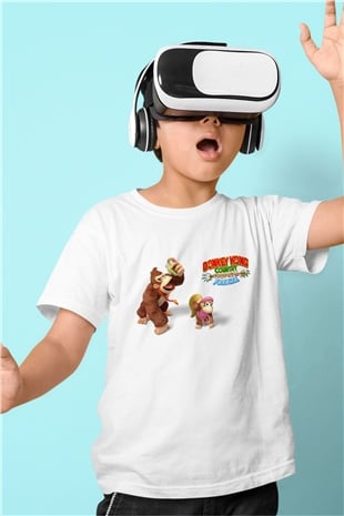 Donkey Kong Beyaz Unisex Çocuk Tişört