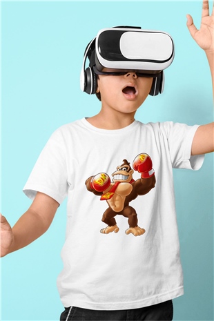 Donkey Kong Beyaz Unisex Çocuk Tişört
