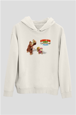 Donkey Kong Beyaz Unisex Hoodie