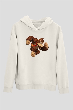 Donkey Kong Beyaz Unisex Hoodie