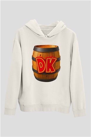 Donkey Kong Beyaz Unisex Kapşonlu Sweatshirt
