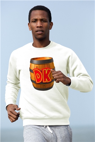Donkey Kong Beyaz Unisex Sweatshirt