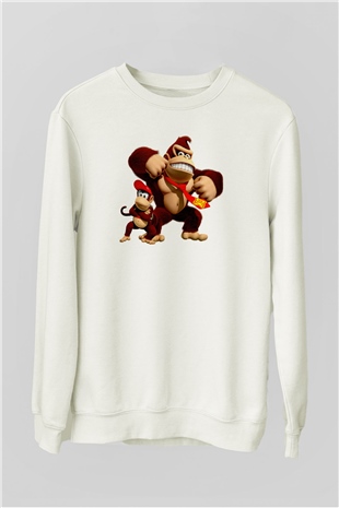 Donkey Kong Beyaz Unisex Sweatshirt